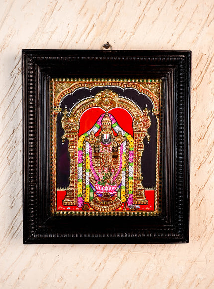 Tanjore Painting - Tirupati Balaji - Flat (Gold Foil) - 12x10 inch - WL5949