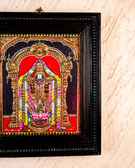 Tanjore Painting - Tirupati Balaji - Flat (Gold Foil) - 12x10 inch - WL5949