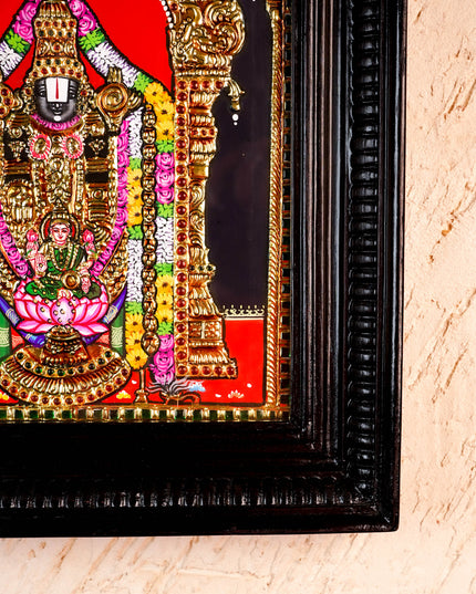 Tanjore Painting - Tirupati Balaji - Flat (Gold Foil) - 12x10 inch - WL5949