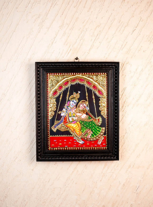 Tanjore Painting - Jhoola Radhakrishna - Flat (Gold foil) - 15x12 inch - WL5950