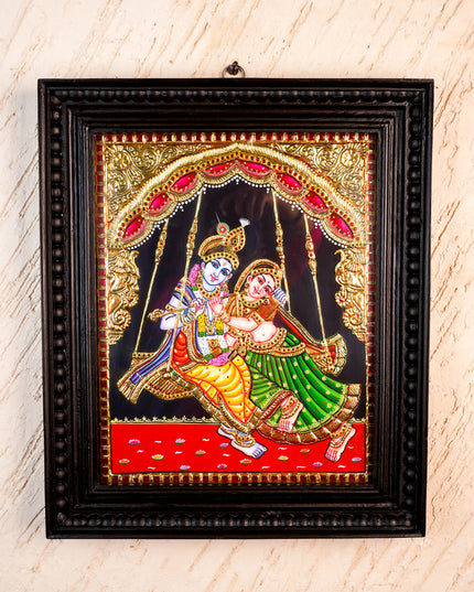 Tanjore Painting - Jhoola Radhakrishna - Flat (Gold foil) - 15x12 inch - WL5950