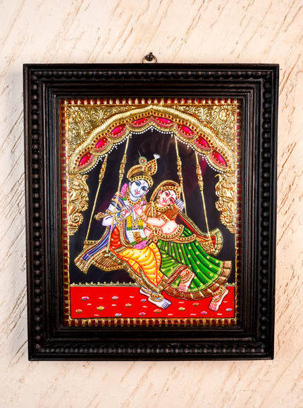 Tanjore Painting - Jhoola Radhakrishna - Flat (Gold foil) - 15x12 inch - WL5950