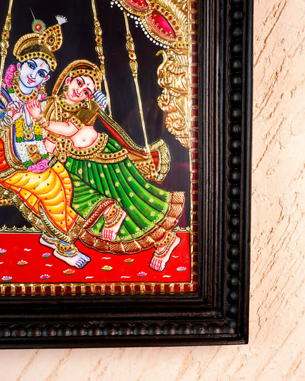 Tanjore Painting - Jhoola Radhakrishna - Flat (Gold foil) - 15x12 inch - WL5950