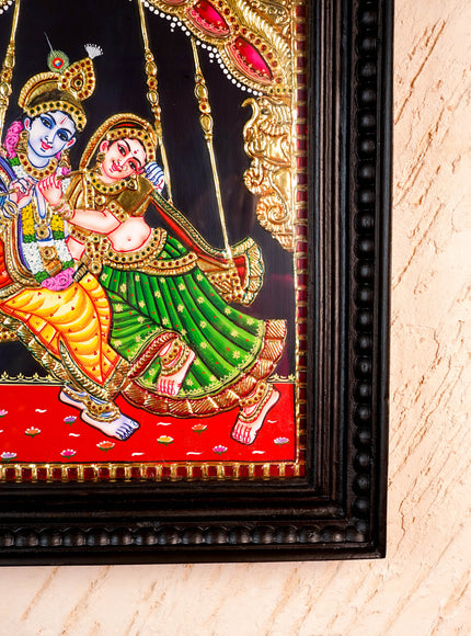 Tanjore Painting - Jhoola Radhakrishna - Flat (Gold foil) - 15x12 inch - WL5950