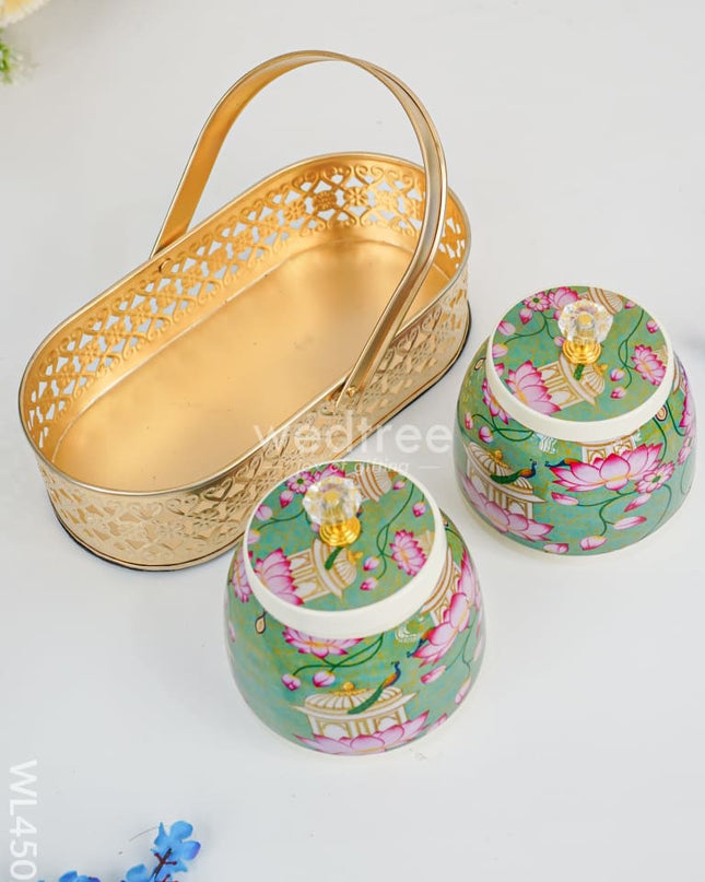 Basket with Metal Jars - WL4502