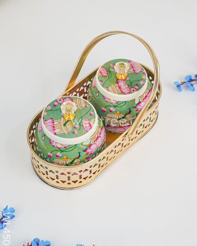 Basket with Metal Jars - WL4502