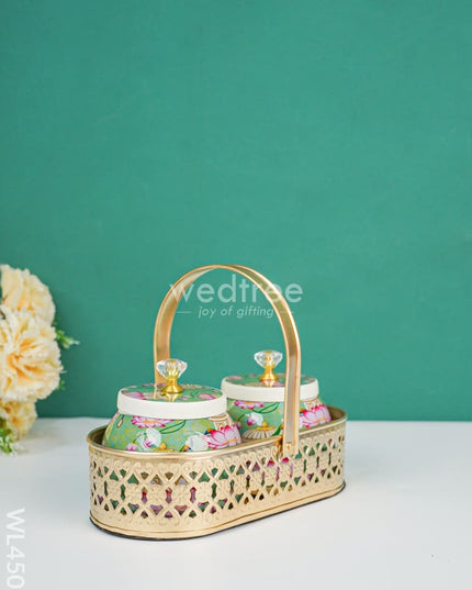 Basket with Metal Jars - WL4502