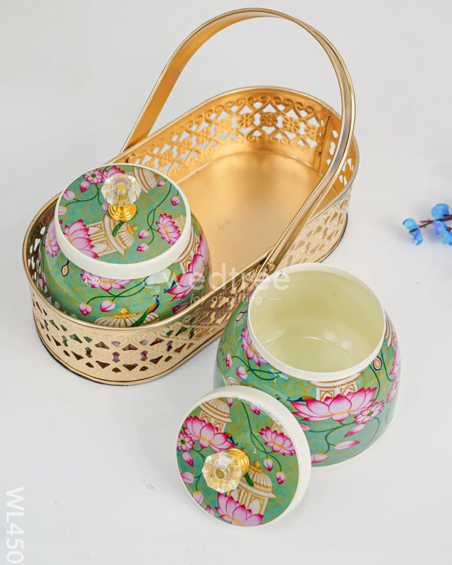 Basket with Metal Jars - WL4502