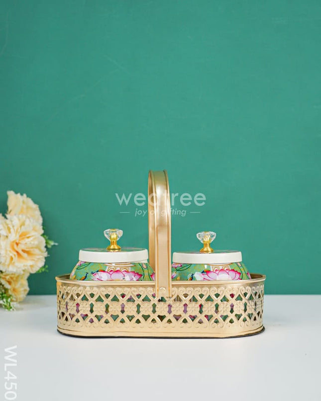 Basket with Metal Jars - WL4502