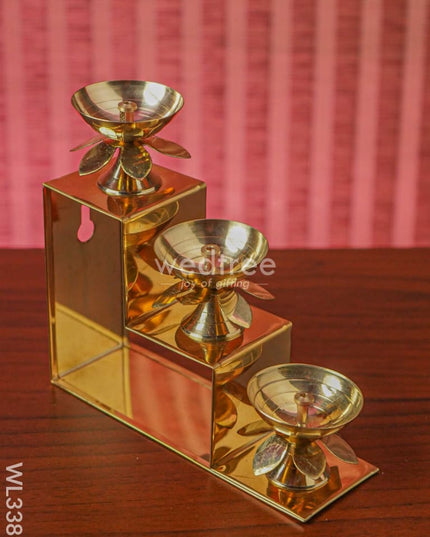 Brass 3 Step Diya Stand Wall Hanging - WL3385