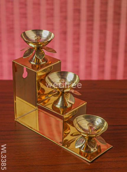 Brass 3 Step Diya Stand Wall Hanging - WL3385