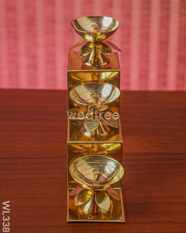 Brass 3 Step Diya Stand Wall Hanging - WL3385