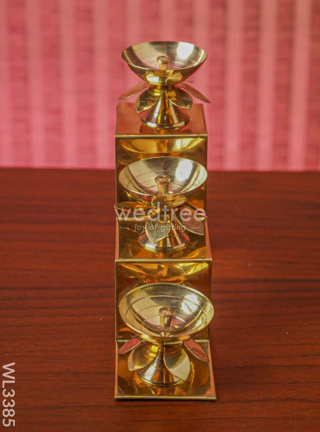 Brass 3 Step Diya Stand Wall Hanging - WL3385