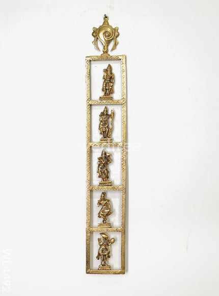 Brass Dasavatharam Vertical Frame with Shank Chakra - Set of 2 - WL4492