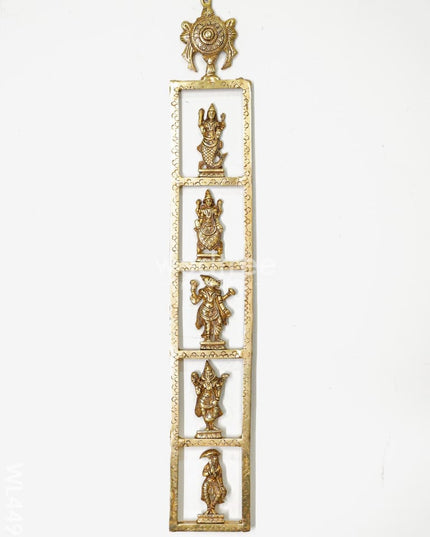 Brass Dasavatharam Vertical Frame with Shank Chakra - Set of 2 - WL4492