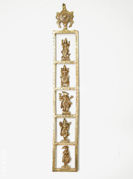 Brass Dasavatharam Vertical Frame with Shank Chakra - Set of 2 - WL4492
