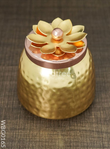 Brass Dry Fruit Container with Copper Lid - WBG0165