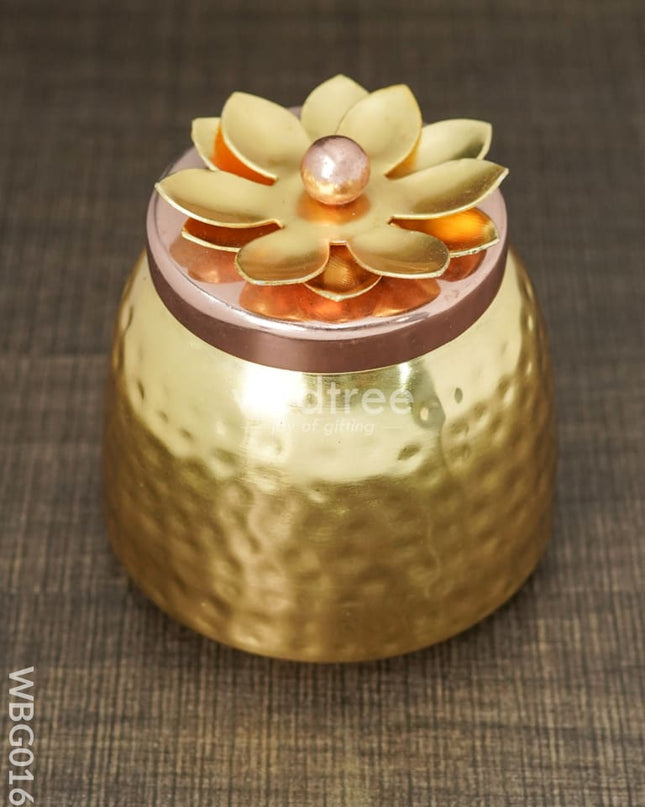 Brass Dry Fruit Container with Copper Lid - WBG0165