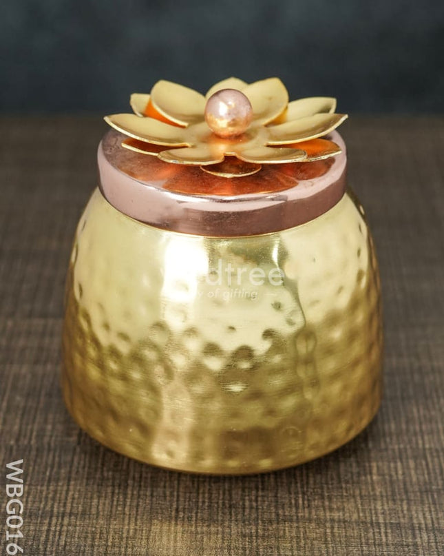 Brass Dry Fruit Container with Copper Lid - WBG0165