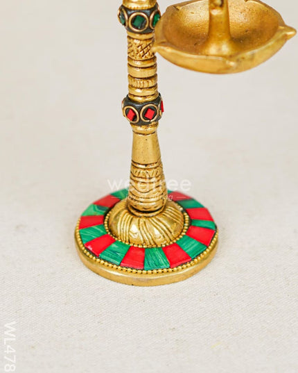 Brass Peacock Hanging Diya with Stone Work (Set of 2) - WL4781
