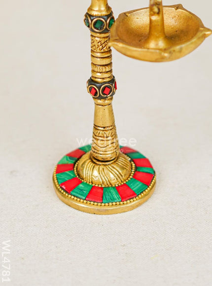 Brass Peacock Hanging Diya with Stone Work (Set of 2) - WL4781