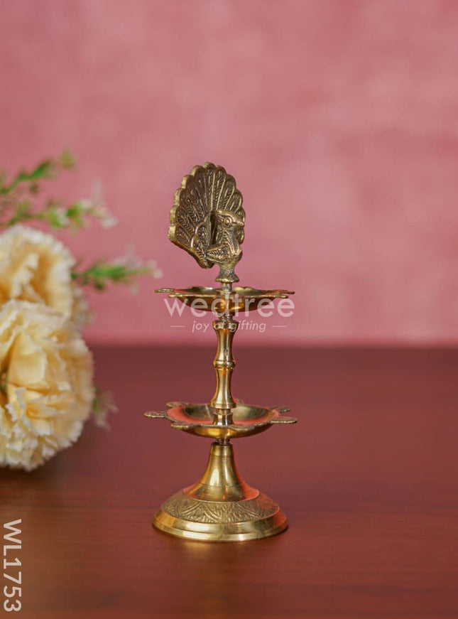 Brass Peacock Two Step Diya - WL1753