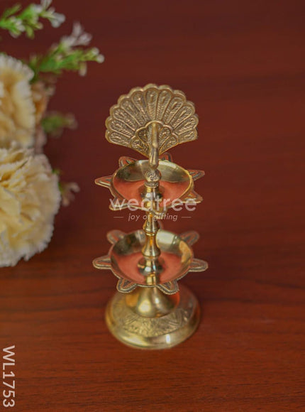 Brass Peacock Two Step Diya - WL1753