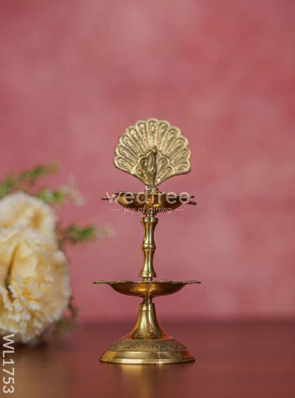 Brass Peacock Two Step Diya - WL1753