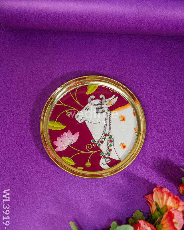 Brass Plate with Pichwai Design - WL3919