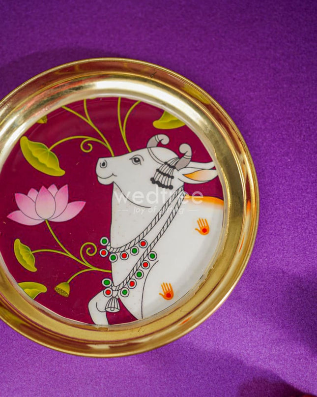 Brass Plate with Pichwai Design - WL3919