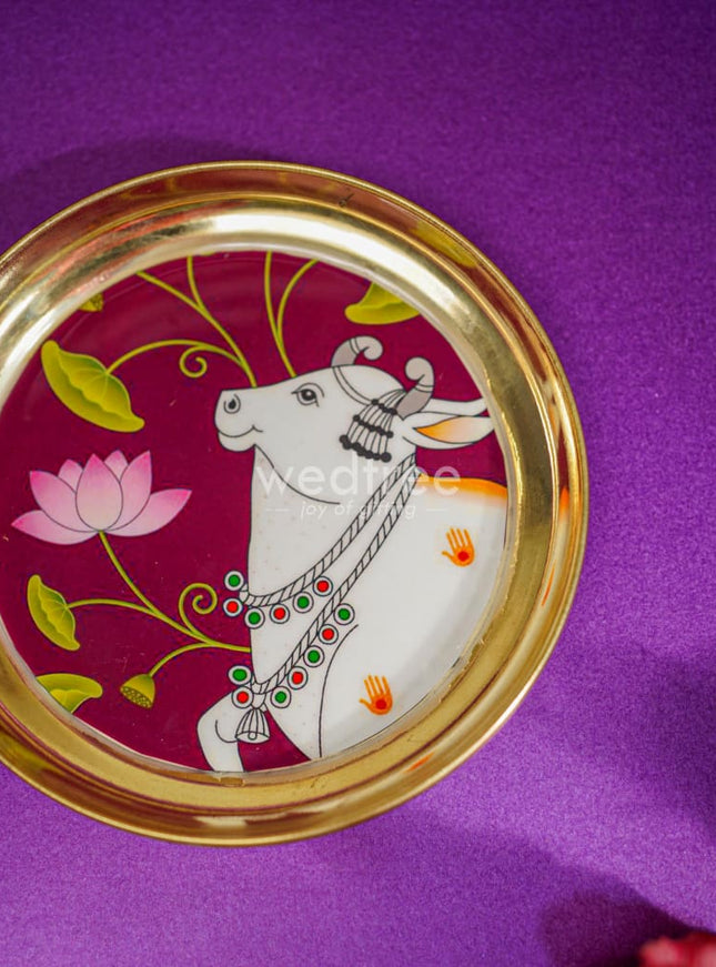 Brass Plate with Pichwai Design - WL3919