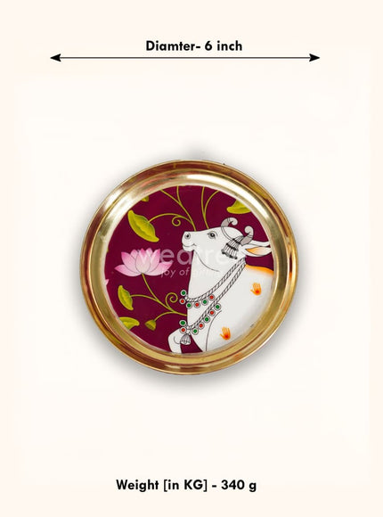 Brass Plate with Pichwai Design - WL3919