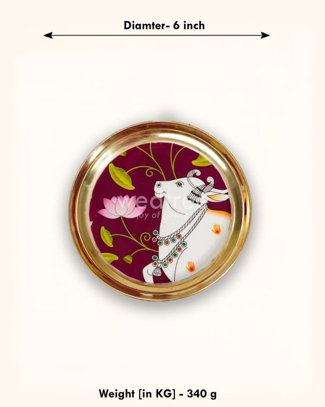 Brass Plate with Pichwai Design - WL3919