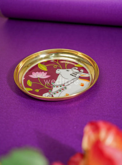 Brass Plate with Pichwai Design - WL3919