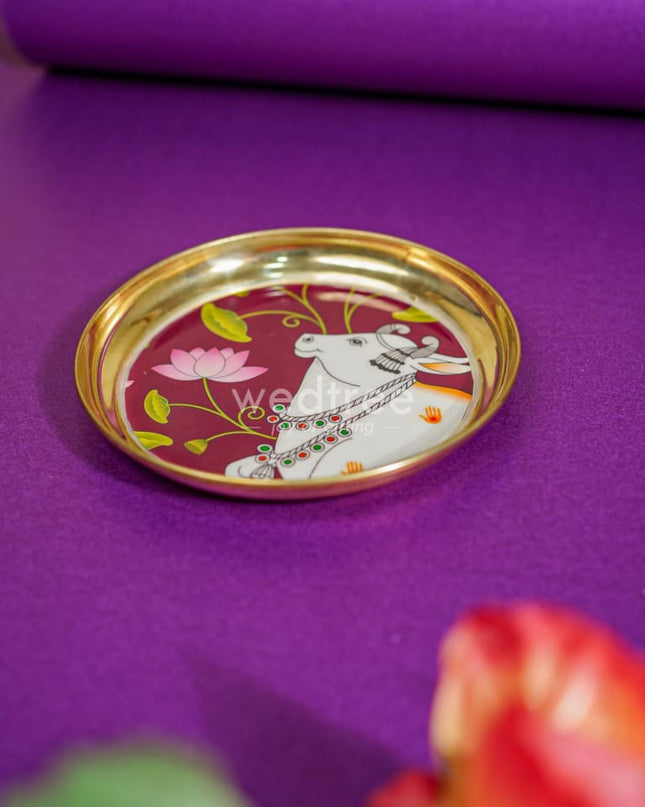 Brass Plate with Pichwai Design - WL3919