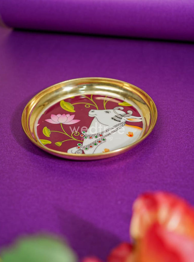 Brass Plate with Pichwai Design - WL3919