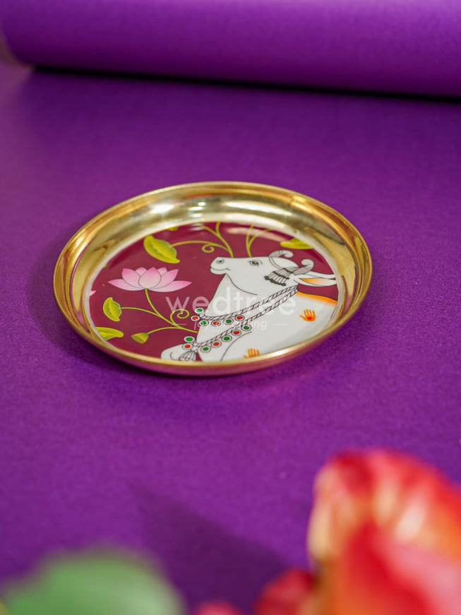 Brass Plate with Pichwai Design - WL3919