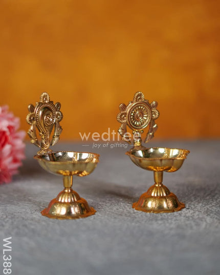Brass Shank & Chakra Diya - 4.5 inch - WL3880