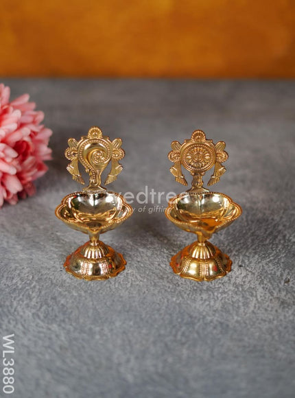 Brass Shank & Chakra Diya - 4.5 inch - WL3880