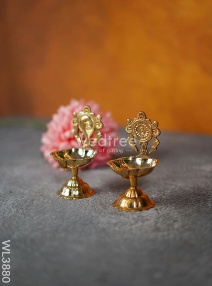 Brass Shank & Chakra Diya - 4.5 inch - WL3880