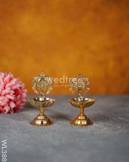 Brass Shank & Chakra Diya - 4.5 inch - WL3880