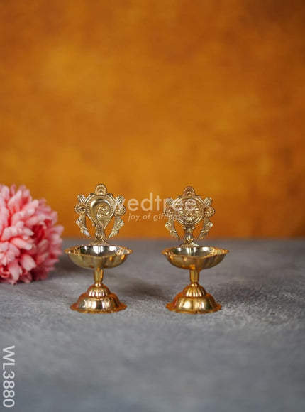 Brass Shank & Chakra Diya - 4.5 inch - WL3880