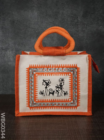 Canvas and Jute Bag with Warli Print - WBG0344