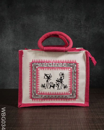 Canvas and Jute Bag with Warli Print - WBG0344
