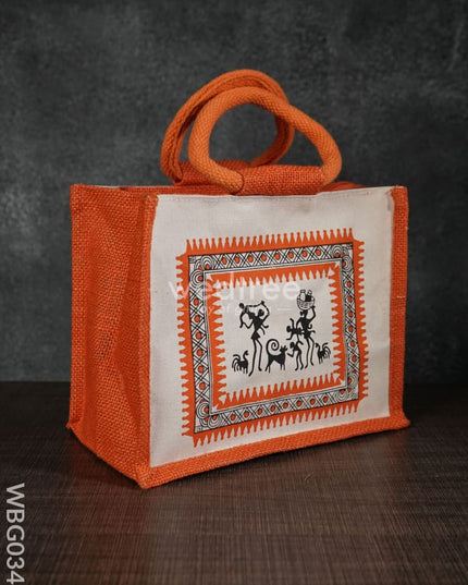 Canvas and Jute Bag with Warli Print - WBG0344