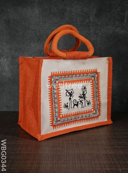 Canvas and Jute Bag with Warli Print - WBG0344