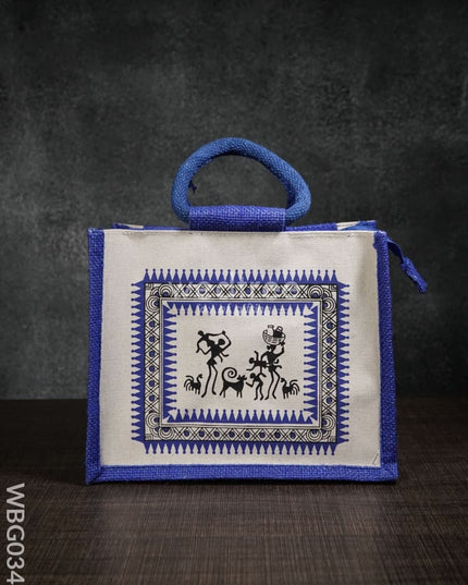 Canvas and Jute Bag with Warli Print - WBG0344