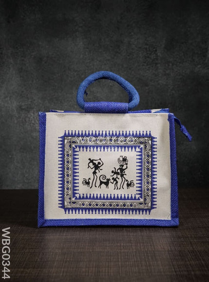 Canvas and Jute Bag with Warli Print - WBG0344