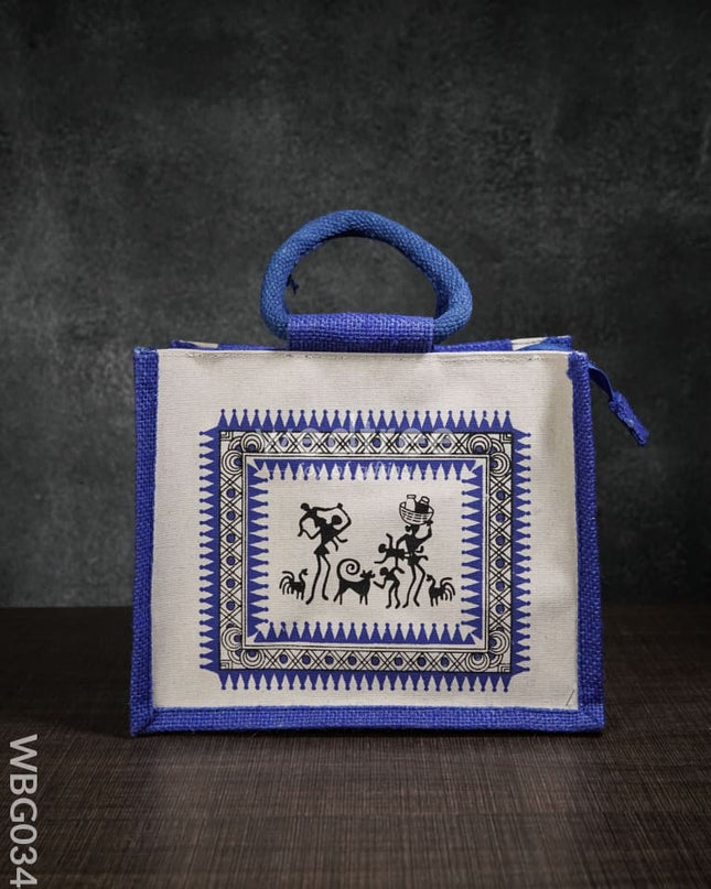 Canvas and Jute Bag with Warli Print - WBG0344