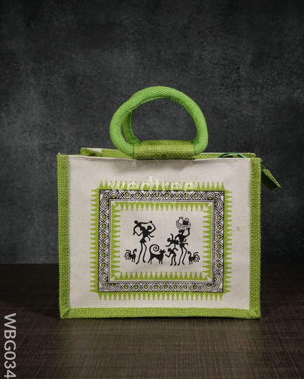 Canvas and Jute Bag with Warli Print - WBG0344